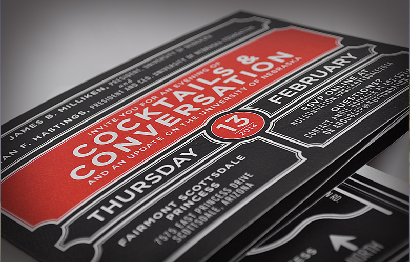 University of Nebraska Foundation Winter Events Invitation and Branding.